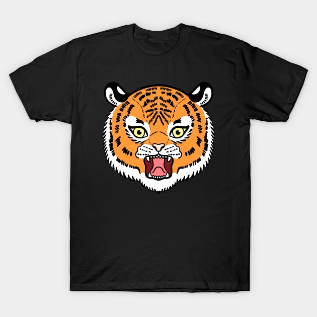 Cute Tiger Face Kawaii Adorable T-Shirt by Trippycollage